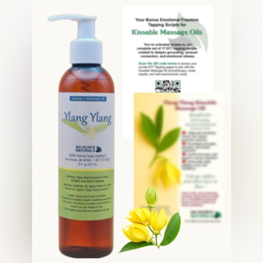 Ylang Ylang Kissable Massage Oil + Self-Care/Romance Ritual Card & EFT Scripts
